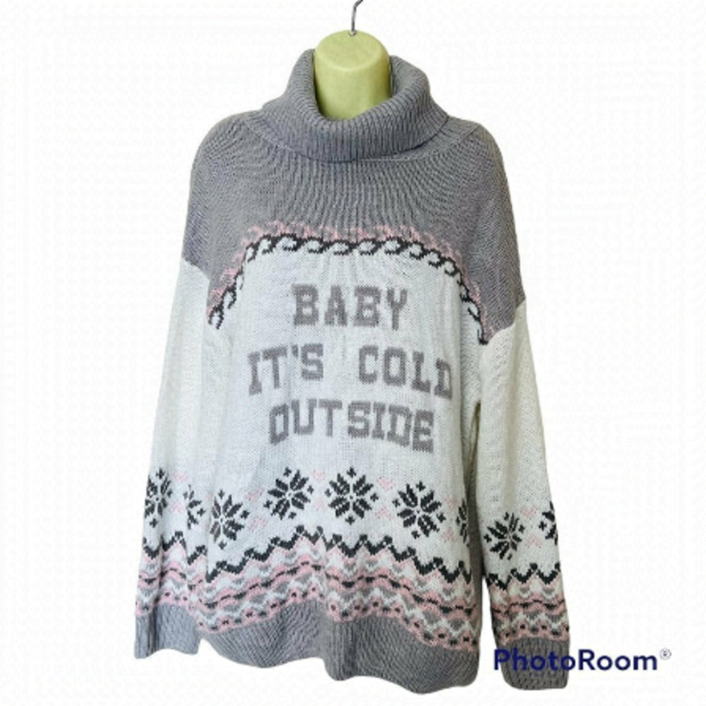 𝅺NORDIC Oversized Hand-Knit Slouchy Fairisle Fisherman Sweater-Medium